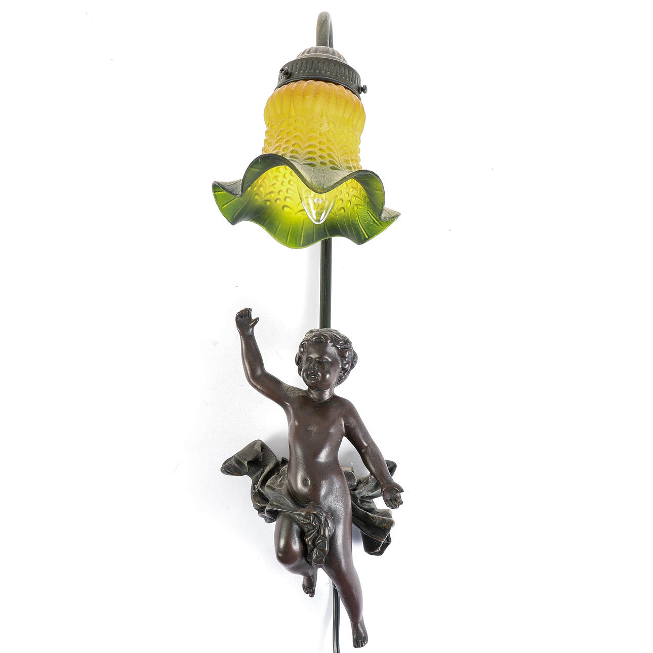 WALL LAMP with figurine in molded pulp.