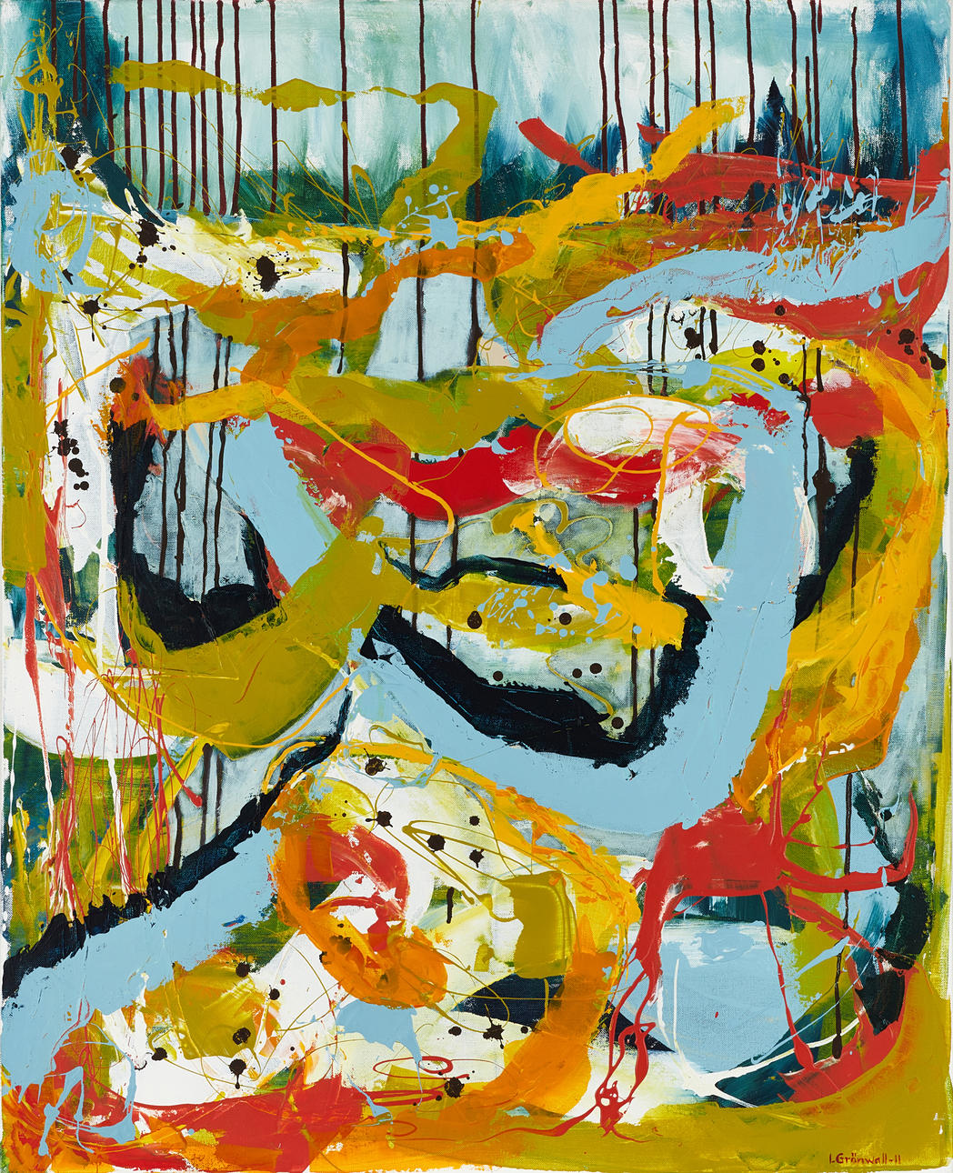 IRENE GRÖNWALL. Abstract composition, signed and dated I. Grönwall -11, oil on canvas.