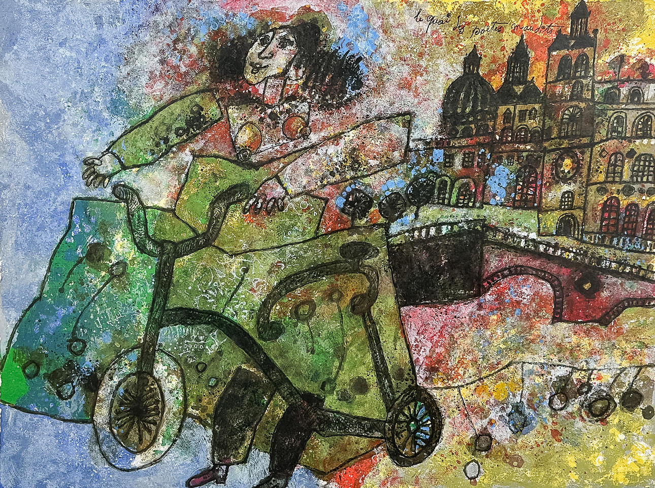 THEO TOBIASSE. LITHOGRAPH IN COLOUR, “Le quai des poétes maudits”, signed, numbered.