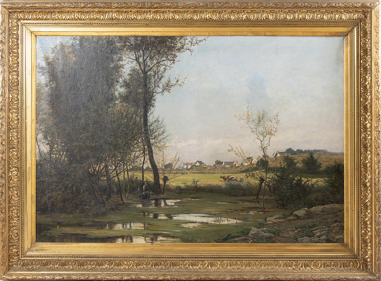 UIDENTIFICERET KUNSTNER, Landskab, signeret Eugene Robert.