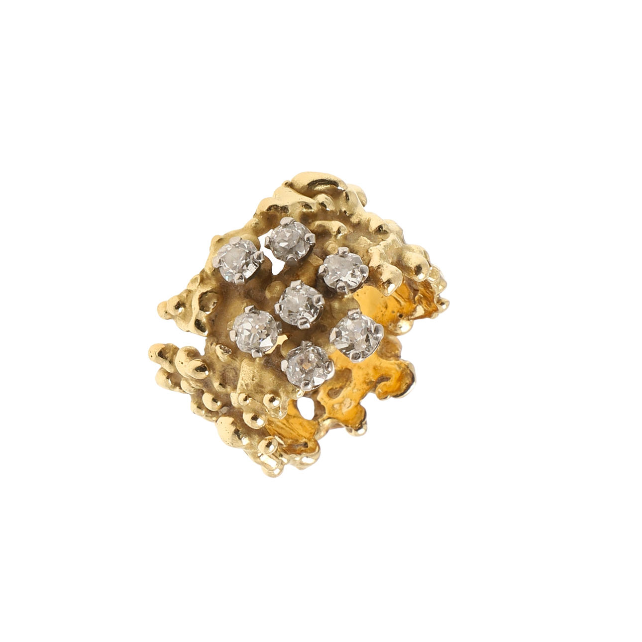 A DIAMOND AND 18CT GOLD ABSTRACT RING. Jewellery & Gemstones - Rings ...
