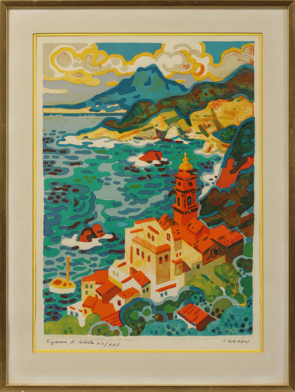 GUY CHARON. Kustbild, färglitografi, signerad och numrerad XII/XXV, EA.