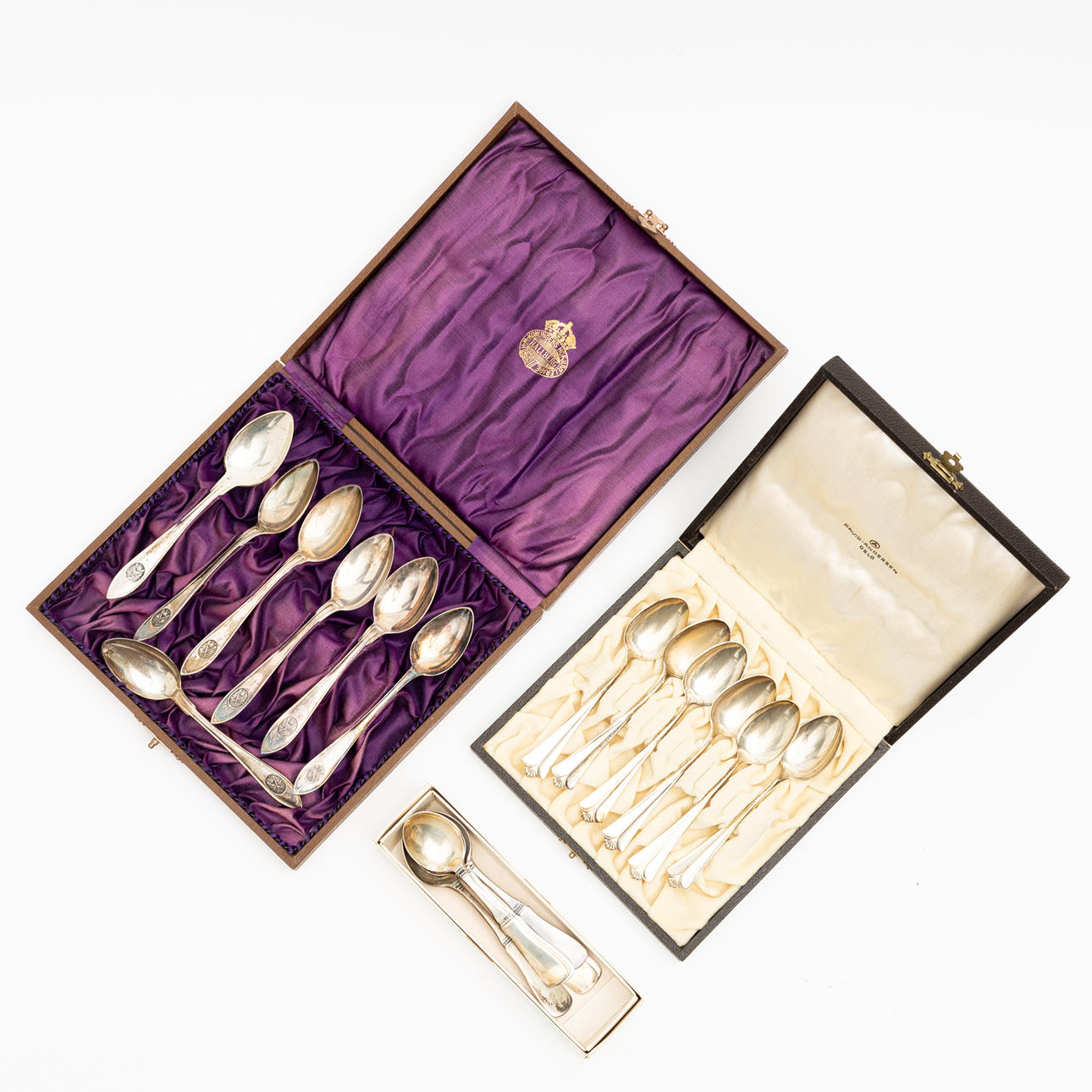 Spoons, 7+6+8, silver, MGAB, David Andersen and CG Hallberg.