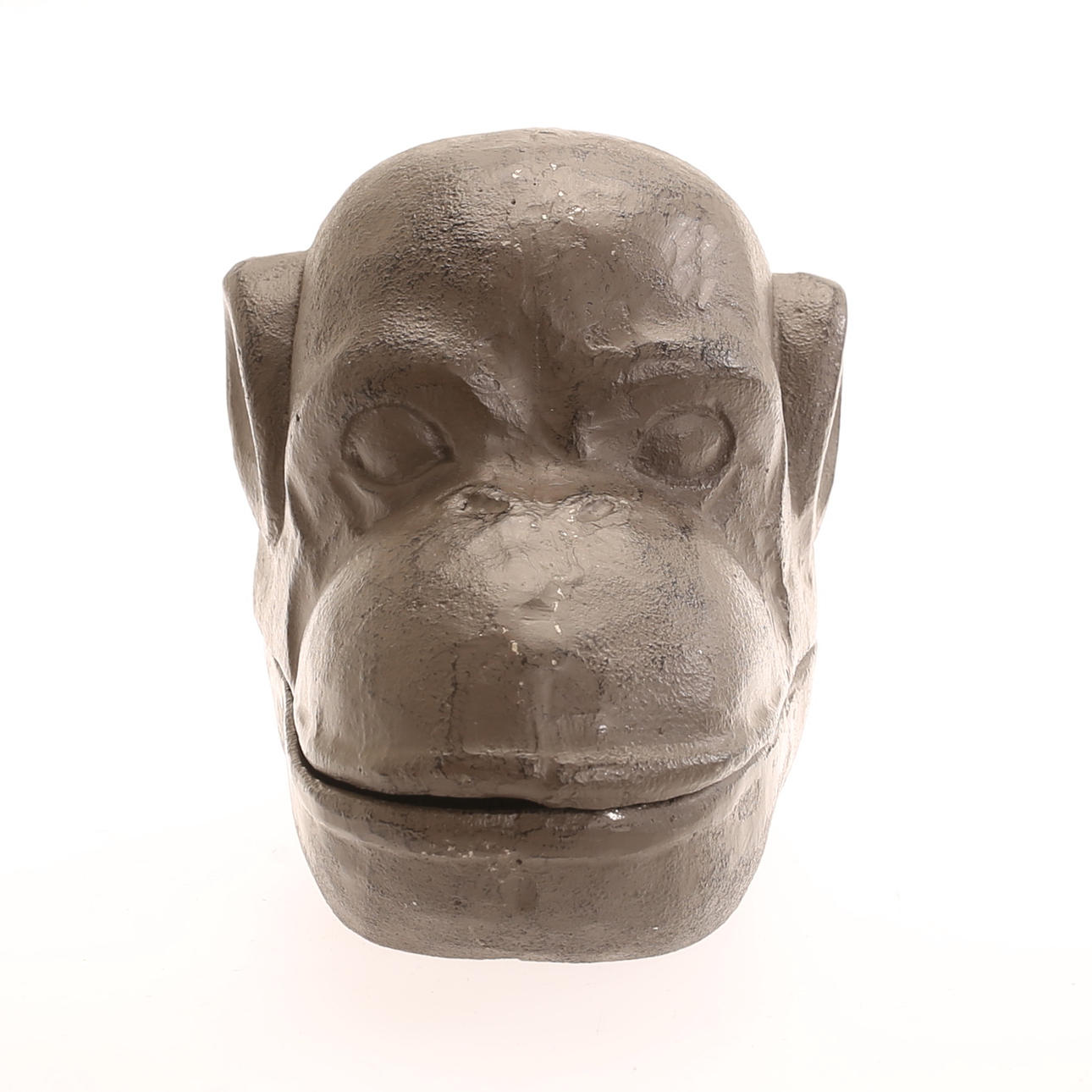 BOX, in the shape of a monkey, cast iron, contemporary.