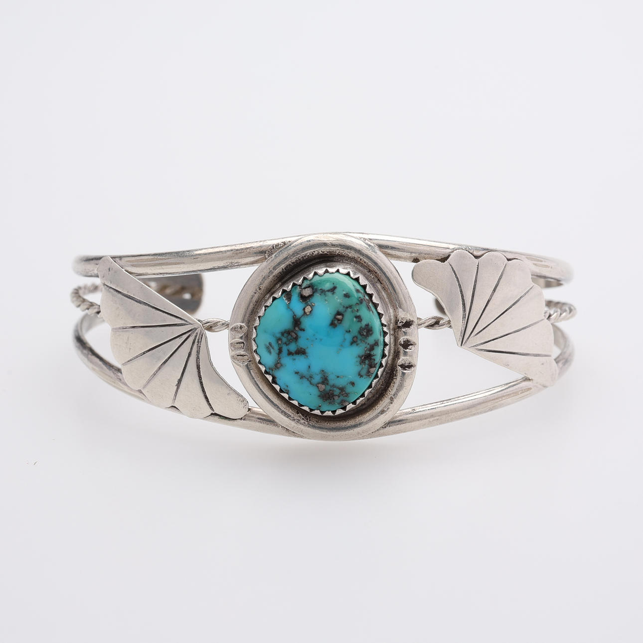 PULSERA, METAL BLANCO Y CRISOCOLA, ESTILO SUDOESTE, EE. UU.