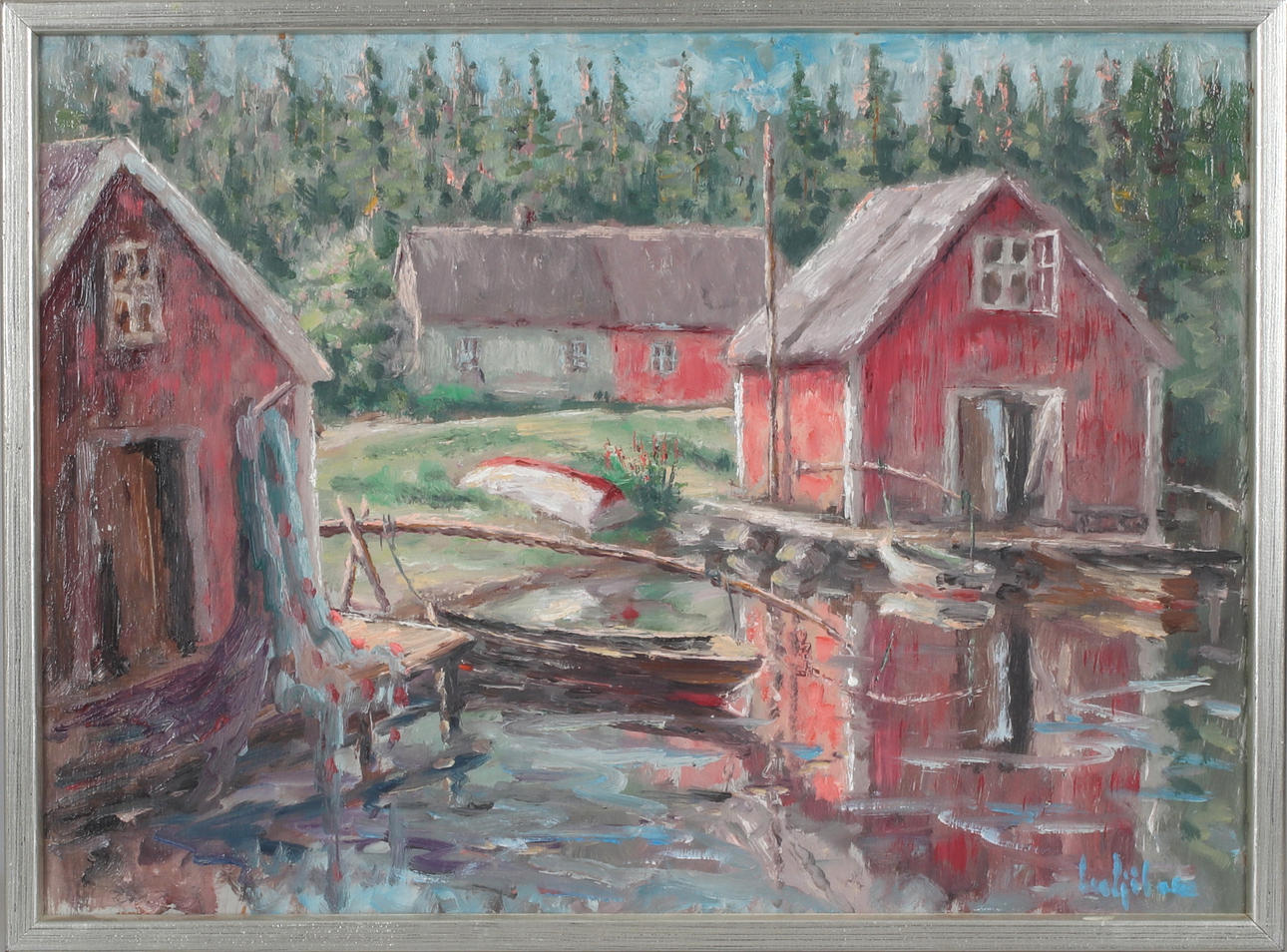 LEO SJÖBOM. Bönhamn, oil on panel, signed.