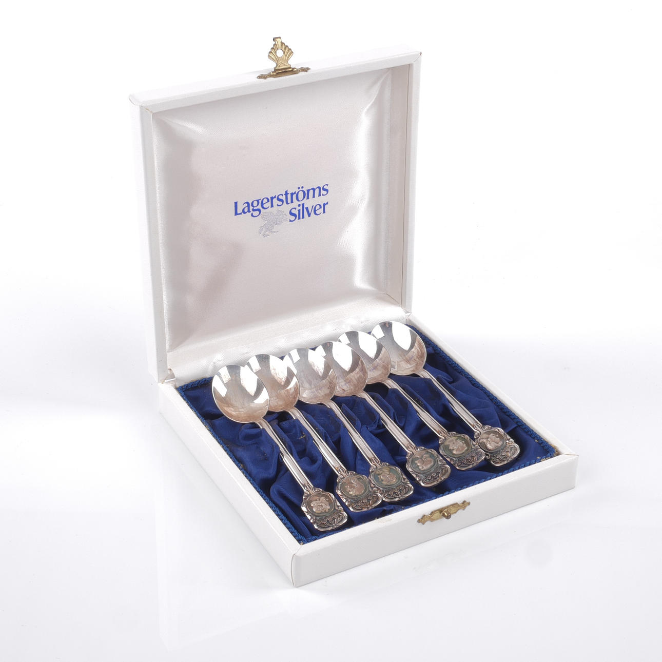 6 suede spoons, silver, Lagerströms Silver, 1973.