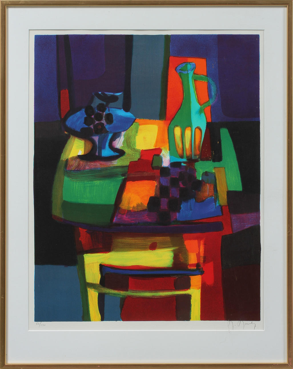 MARCEL MOULY. Stilleben, färglitografi, signerad och numrerad 64/150.