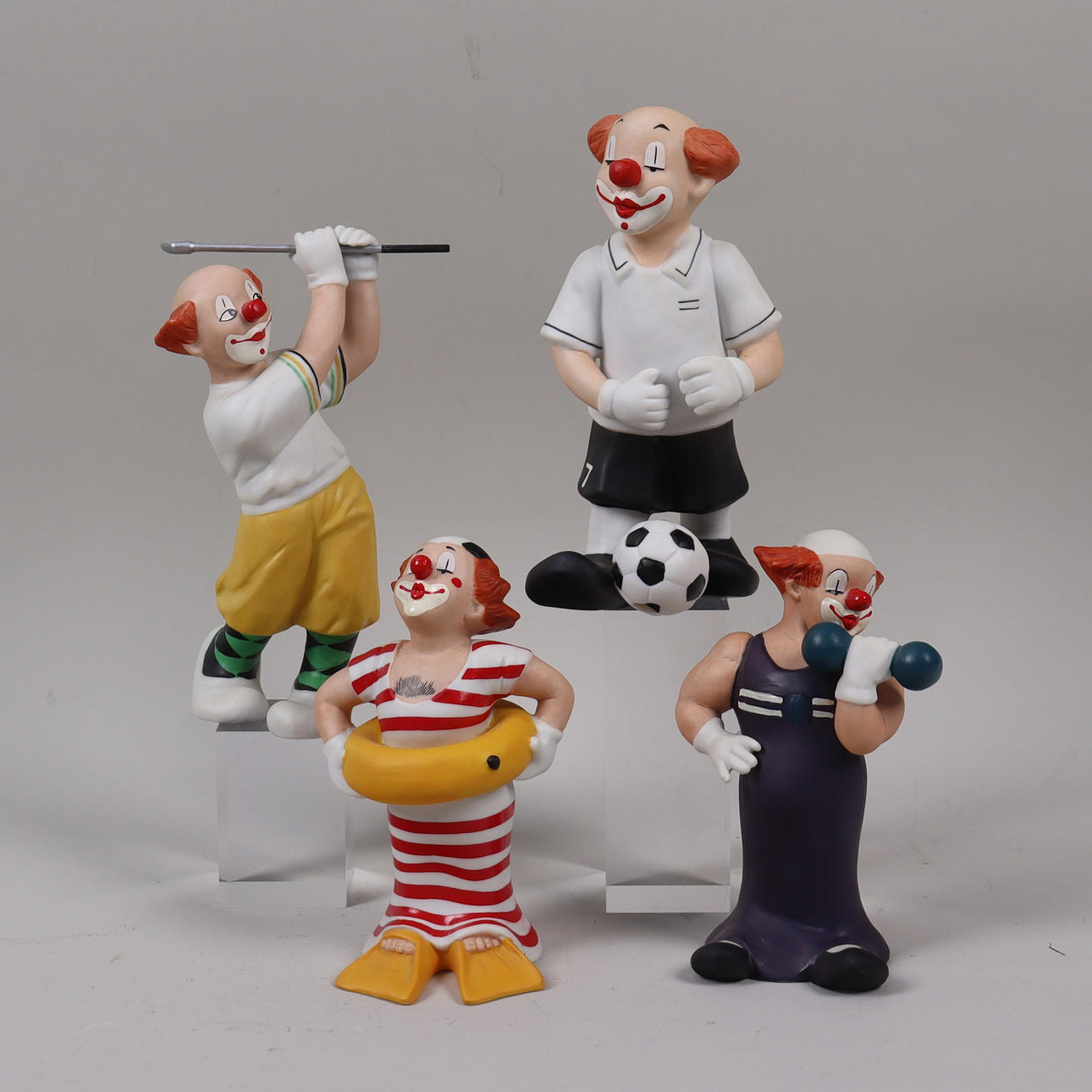 FIGUURIT, Goebel, ”Happy Clowns”, posliini, 4kpl.
