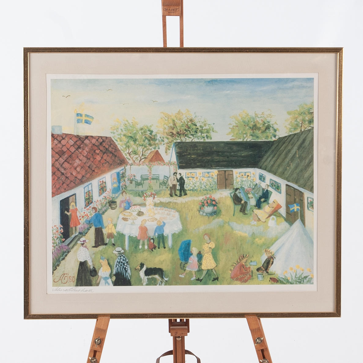 ALMA OHRSTRÖM. Offset print, farm motif in Skåne, signed.