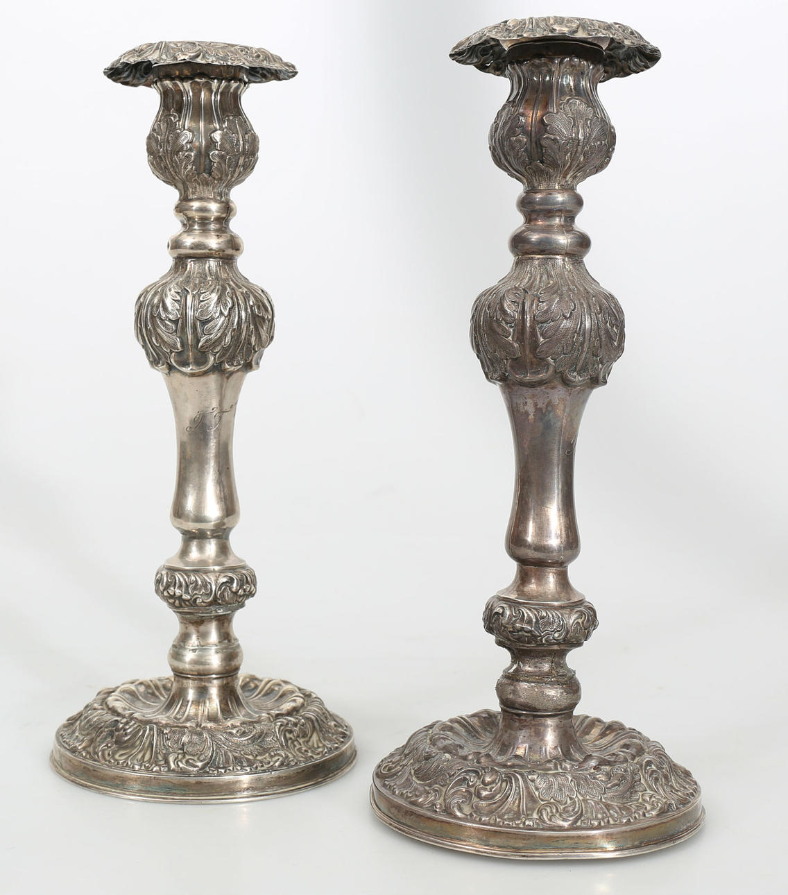 LJUSSTAKAR, silver, 2 stycken, 1800-tal, total vikt, 924,5 gram.