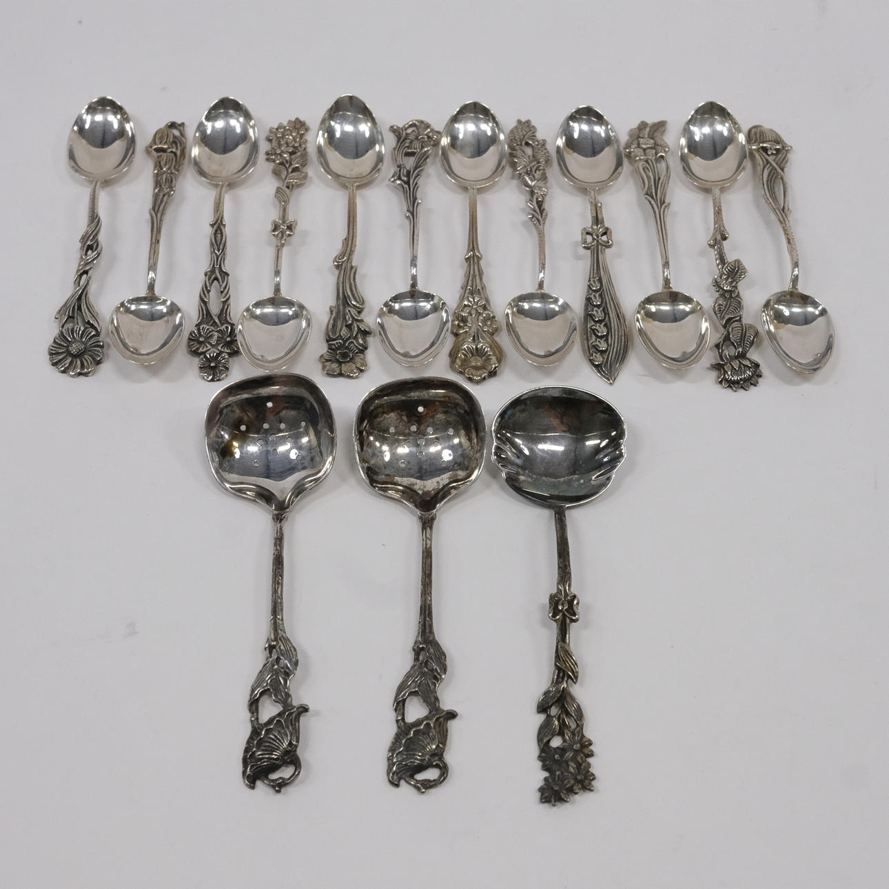 BESTIK, „SVENSK FLORA“, SØLV, 15 STK.