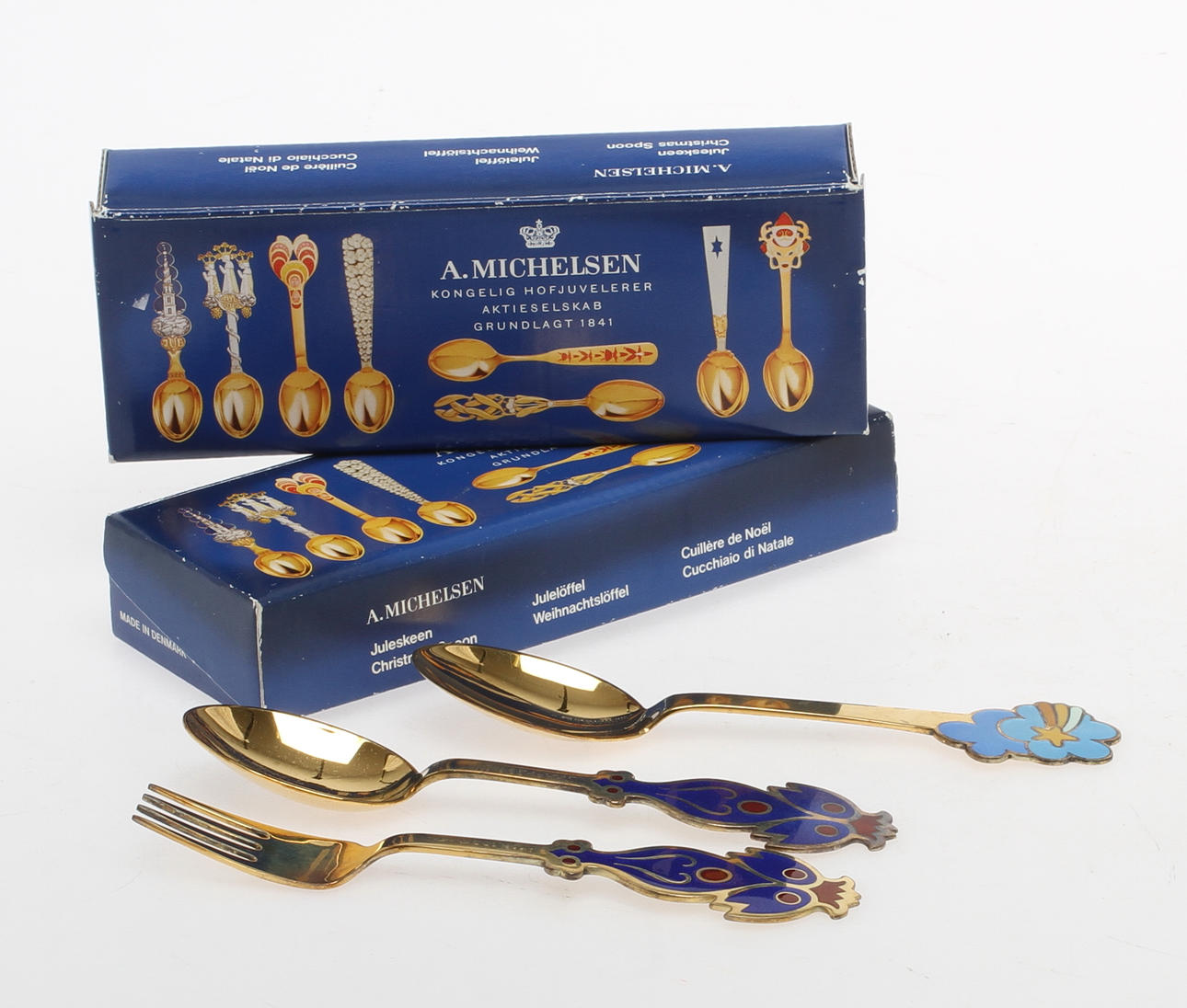 JULBESTICK, 3 delar, silver, A. Michelsen, Danmark, total vikt ca 138 g.