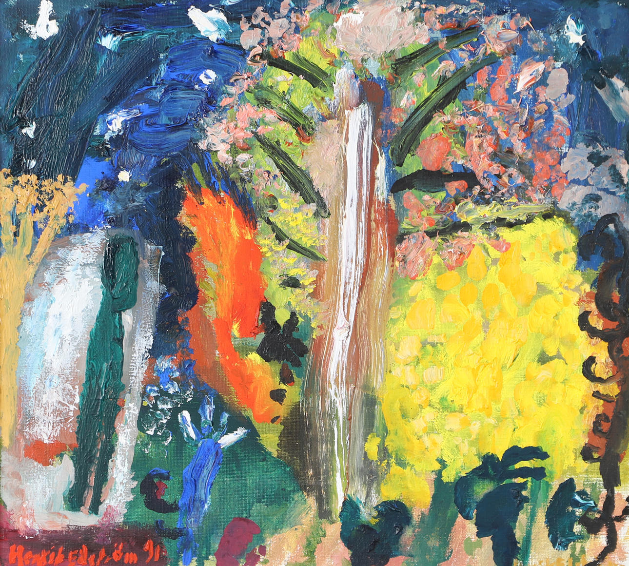 HENRIK EDSTRÖM. Composition with tree, o, signed -91.