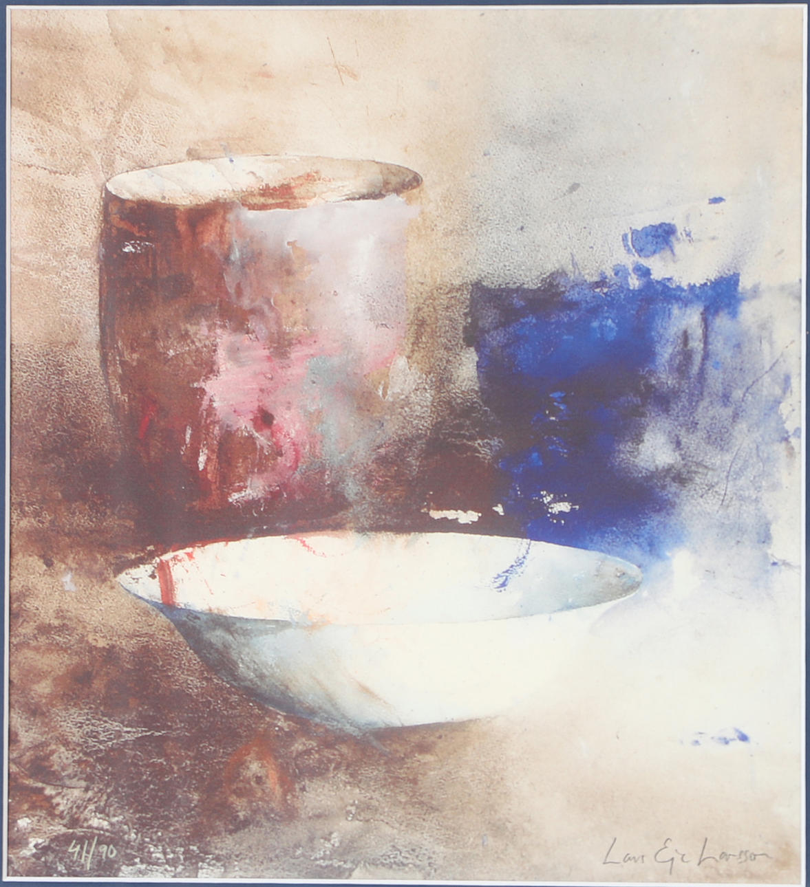 LARS EJE LARSSON. Still life, lithograph in colours, signed.