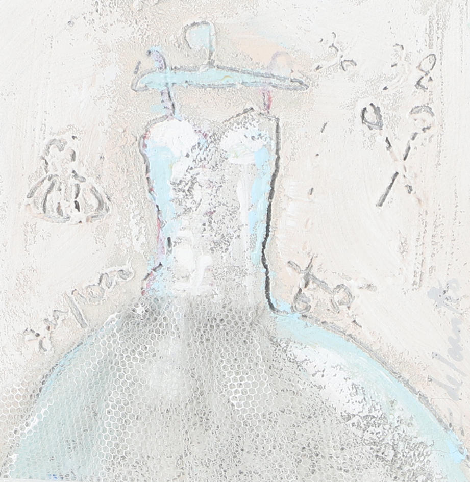 OIDENTIFIERAD KONSTNÄR. Kleid, Mischtechnik, undeutlich signiert.