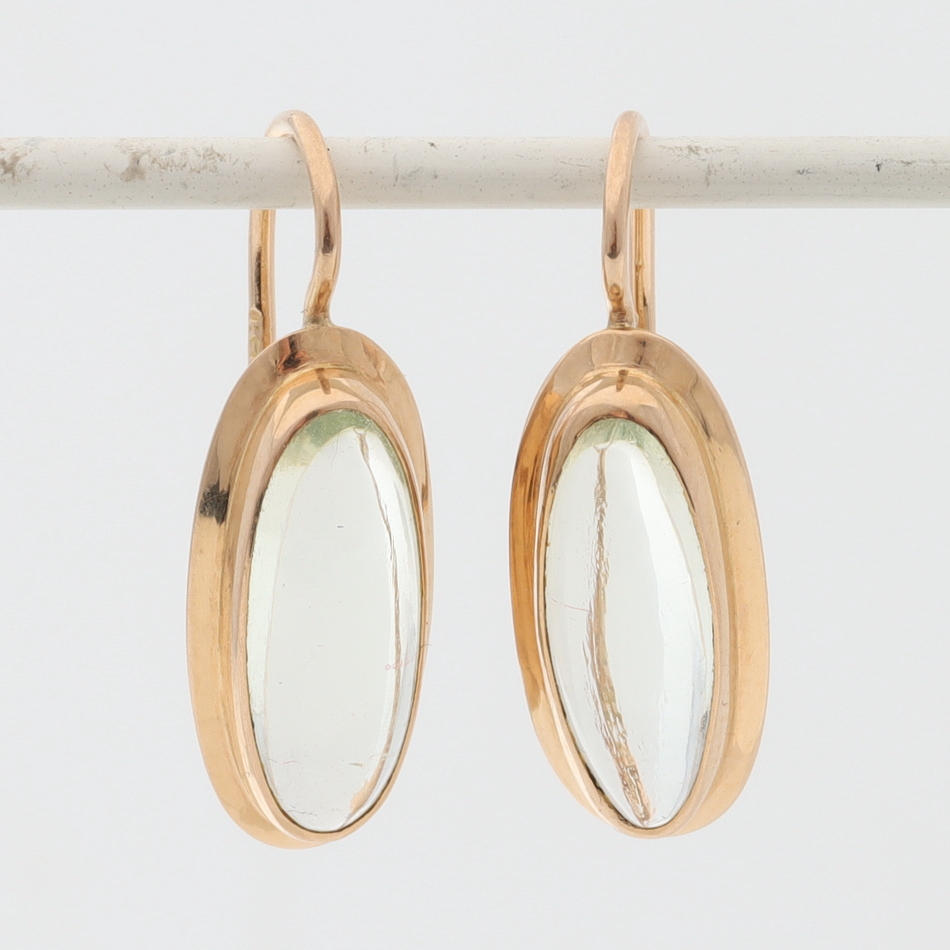 ØRERINGE, 14k guld & sten, K-E, 1906.