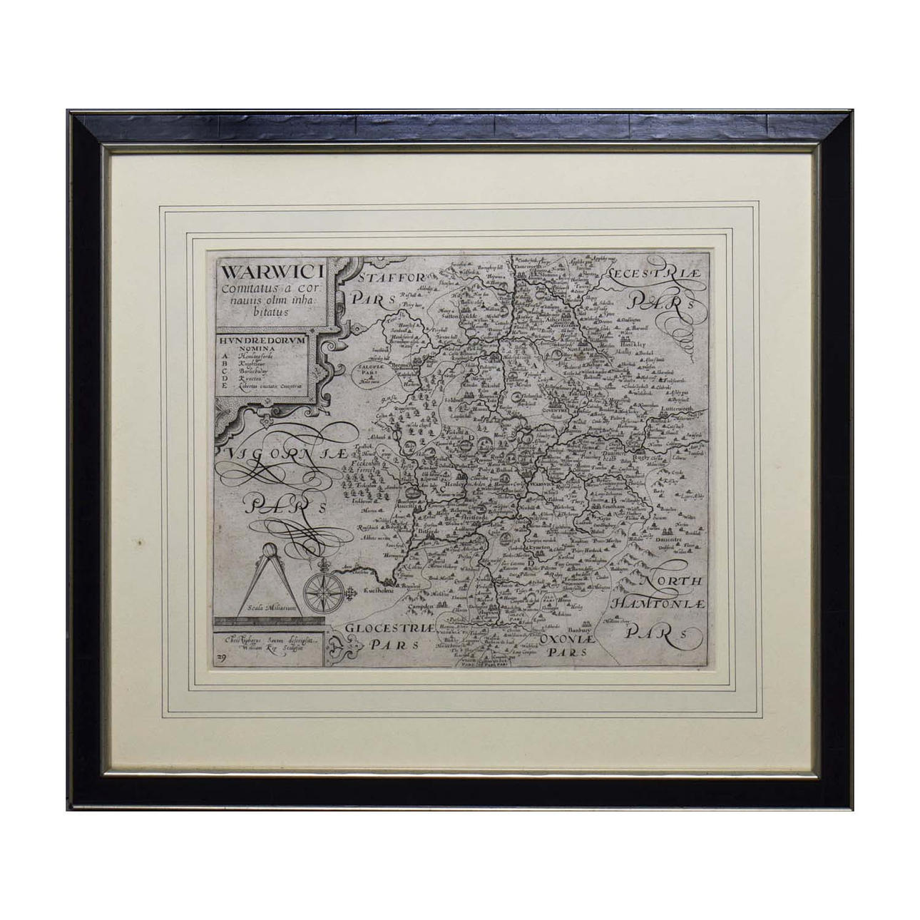 SAXON AND KIP. After. WARWICKSHIRE (WARWICKI COMITATUS) FACSIMILE MAP.