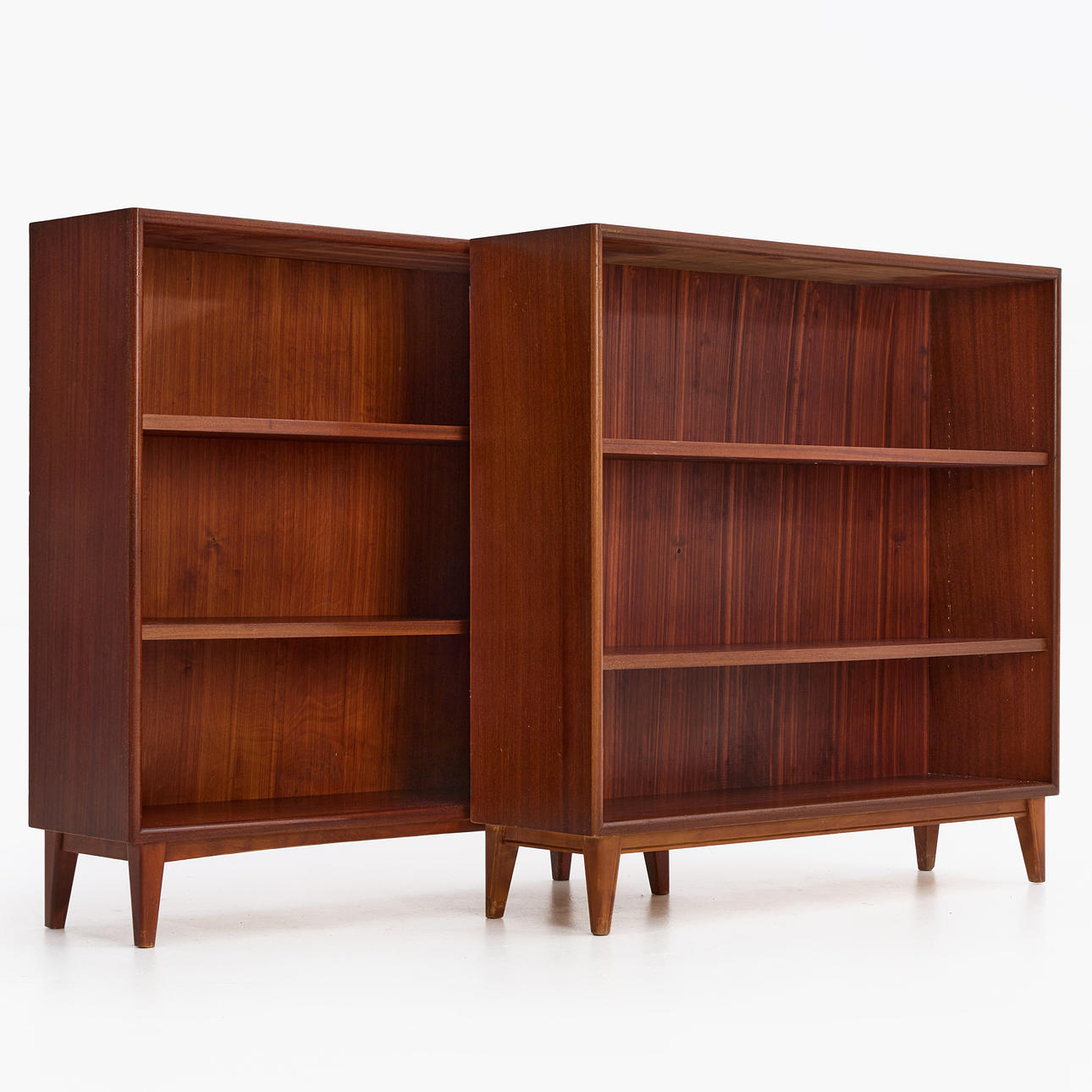 BOOKCASES, a pair, two shelves, mahogany.