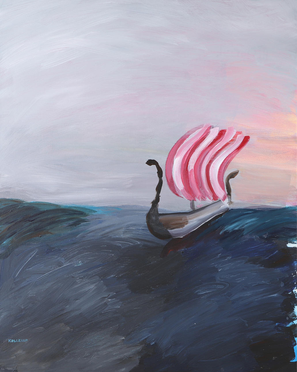 MARTIN KALLERUP. “Towards new adventures”, oil on canvas, signed Kallerup.