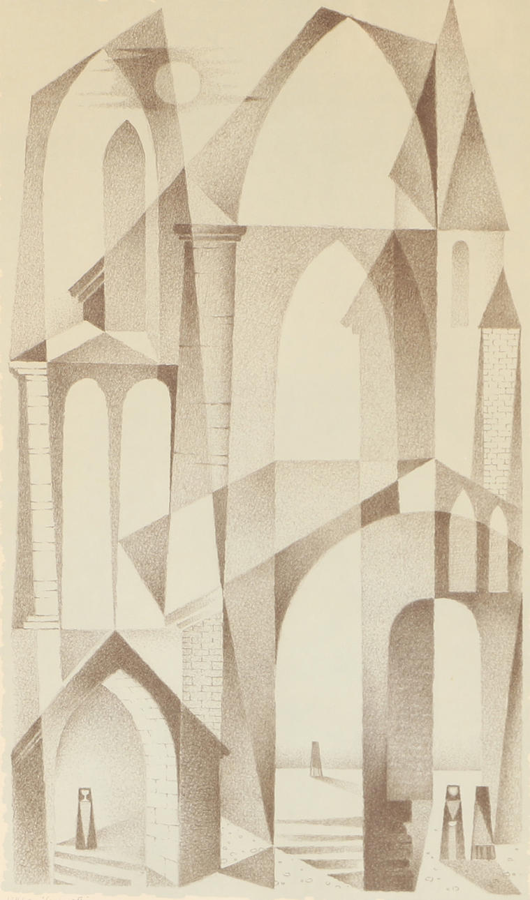 SVEN JONSON. “Light night”, color lithograph, signed.