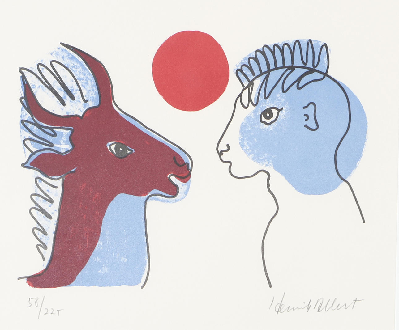 HENRIK ALLERT. Figure composition, lithograph in colours, signed.