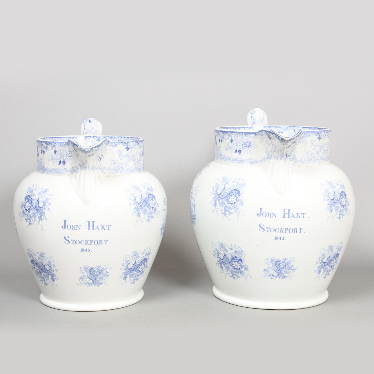 TWO 19TH CENTURY MASONIC JUGS.