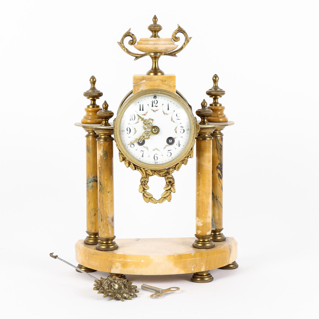 TABLE CLOCK marble and brass.