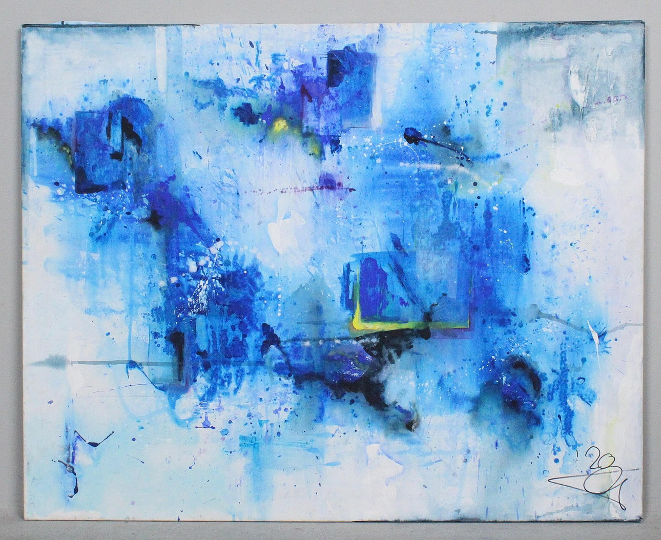 Unknown artist. 'Blue composition' oil on canvas.