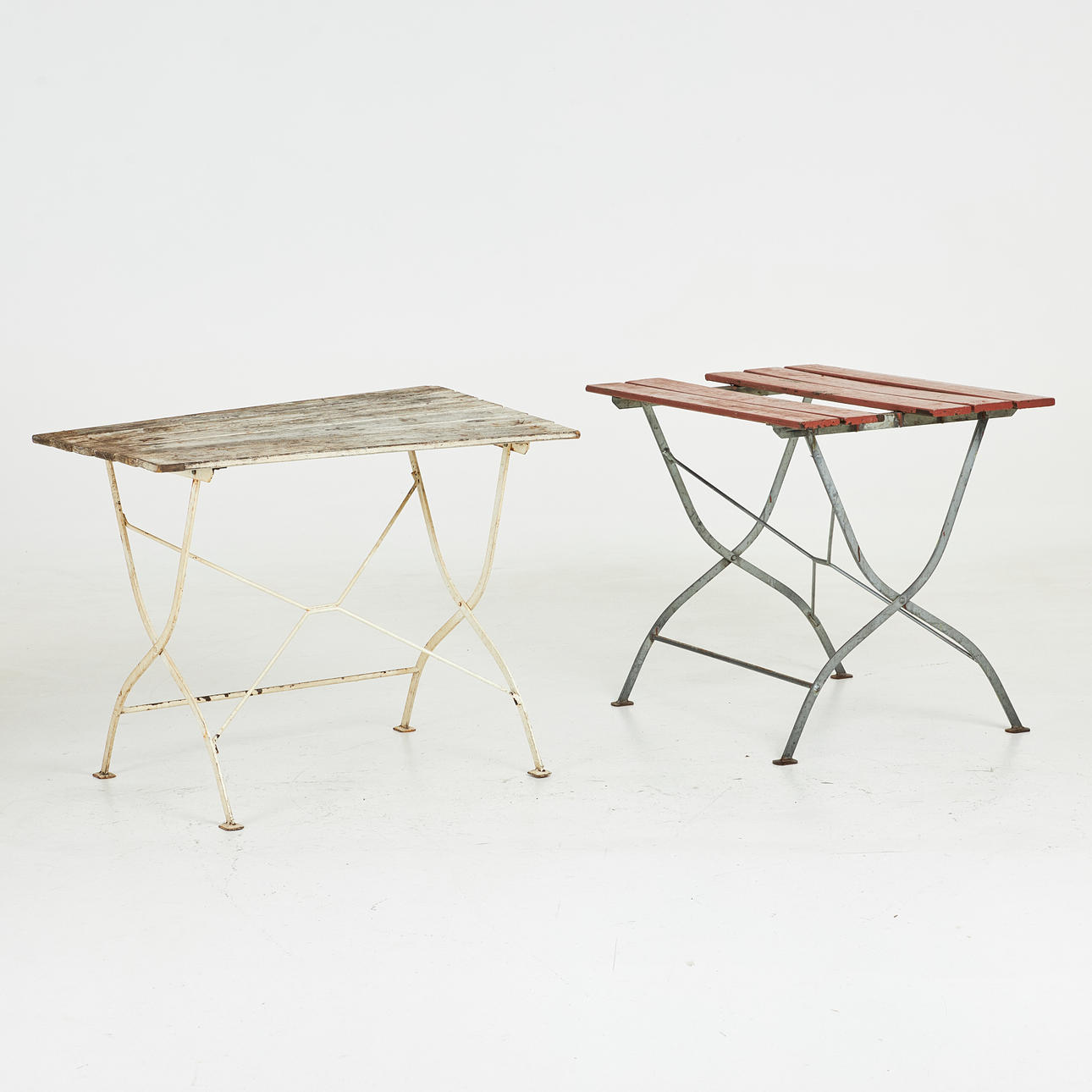 A two 20th century brewery tables GRYTHYTTAN.