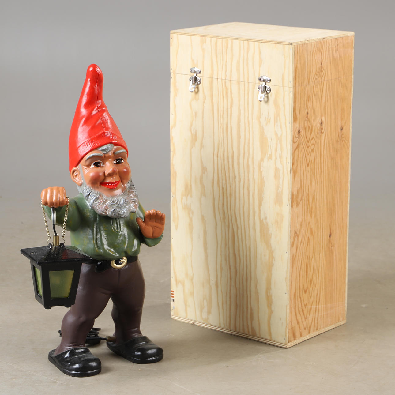 TOMTE WITH LANTERN, stoneware, Heissner, Germany.