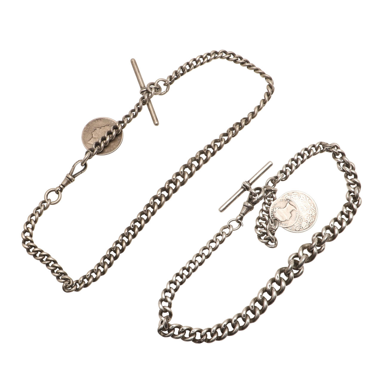 HOPEINEN JALKAKÄYTÄVÄ KELLOKETJU.