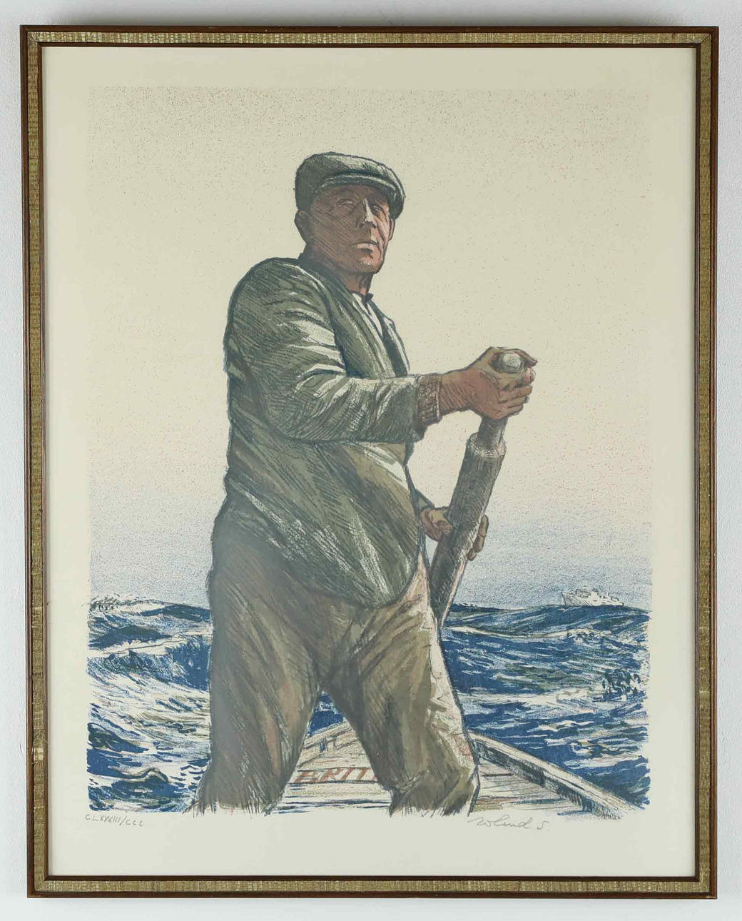 ROLAND SVENSSON. Lithograph in colours, At the steering oar, numbered, signed.