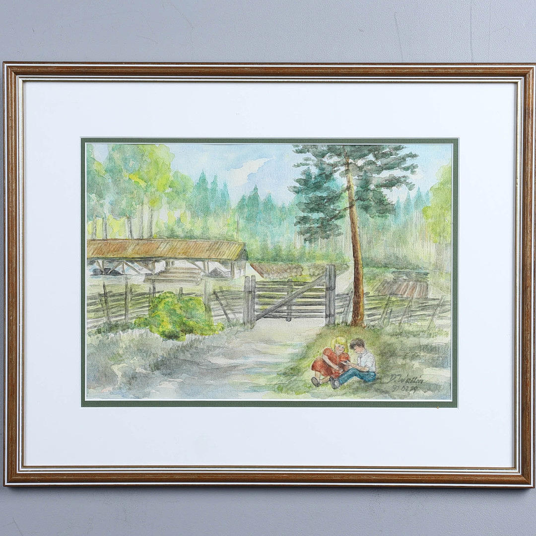 DAVID WALLIN. BACKGAMMON. Watercolour, signed and dated.