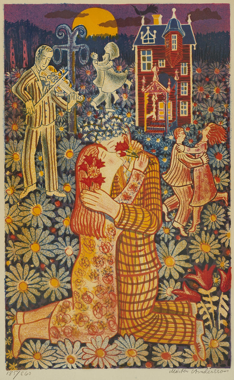 MÅRTEN ANDERSSON (1934-2017), The kiss, signed and numbered, lithograph in colours.