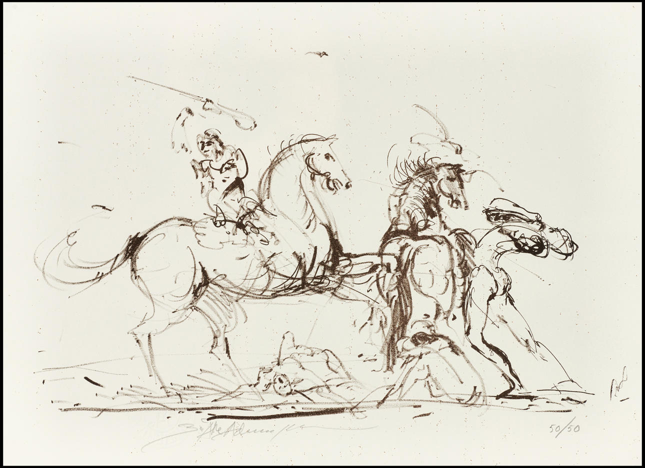 BO ÅKE ADAMSSON (born 1941). Battle scene, signed and numbered 50/50, lithograph.