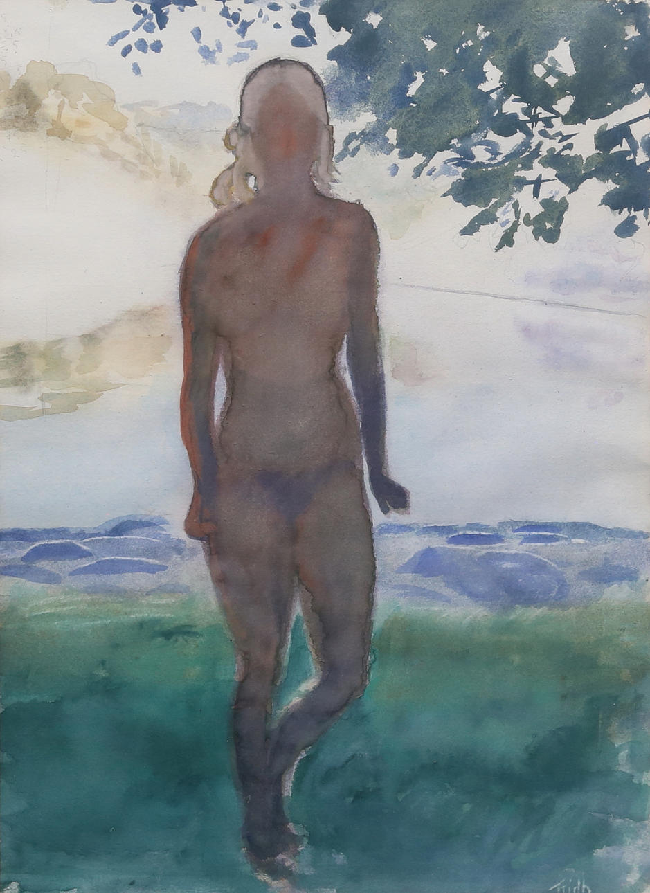 TORSTEN FRIDH. mixed media, nude study signed.