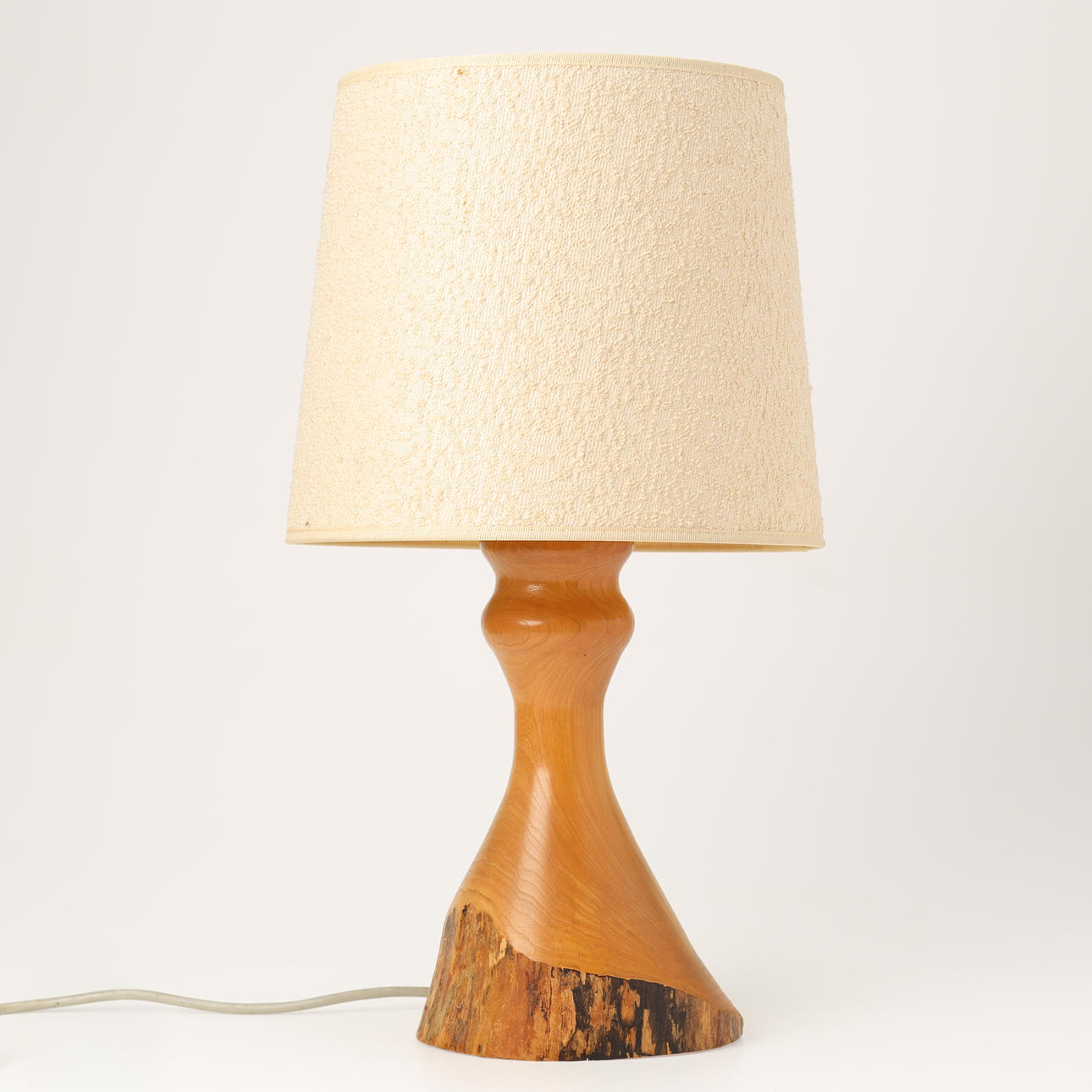 Table lamp with wooden base. Denmark.