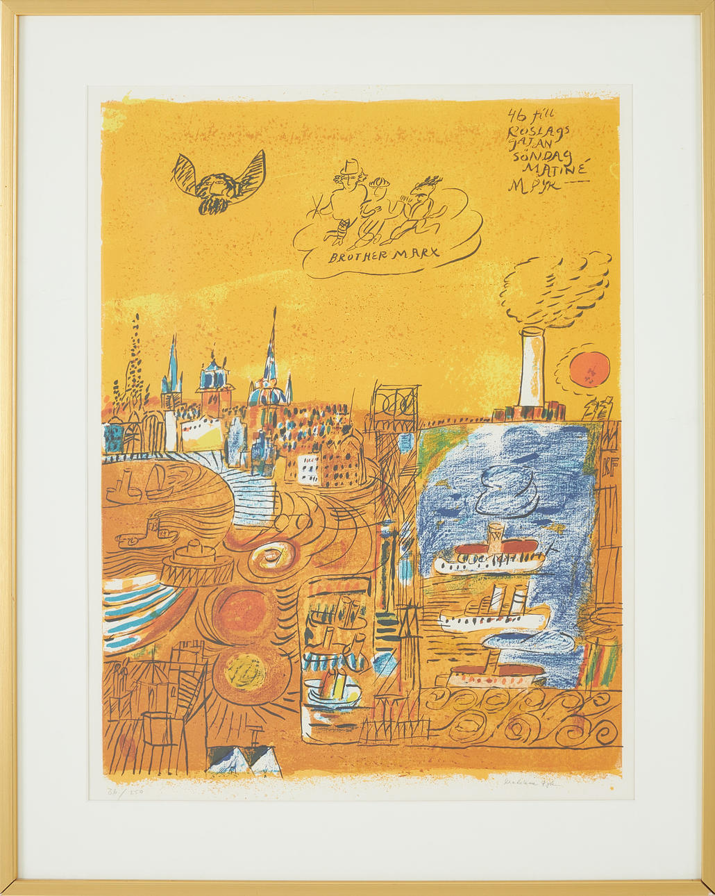 MADELEINE PYK. Marx Brothers, lithograph in colour, signed and numbered 36/250.