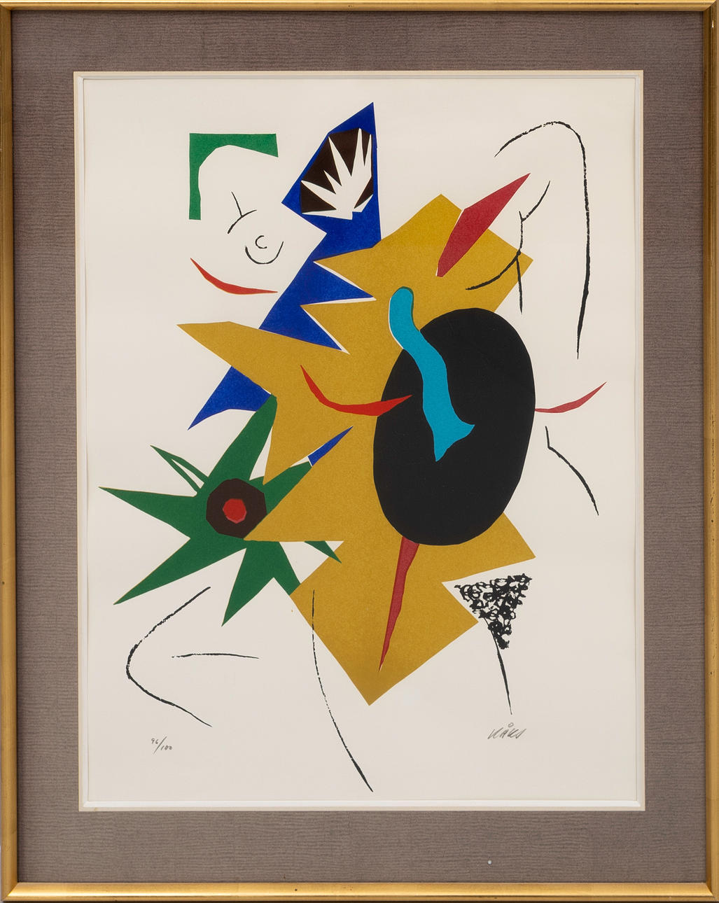 OLLE KÅKS. Lithograph in colours, Composition, numbered and signed, 96/100.