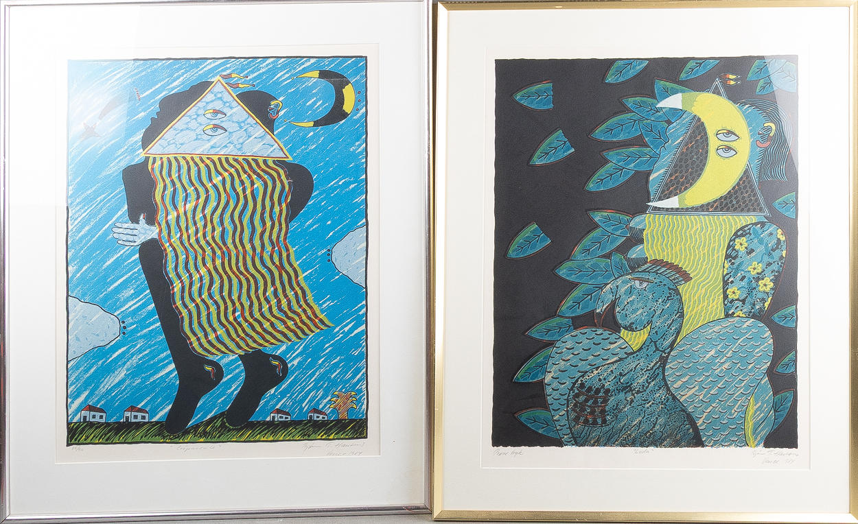 BJÖRN T HANSEN. Two colour lithographs, signed, 1984.
