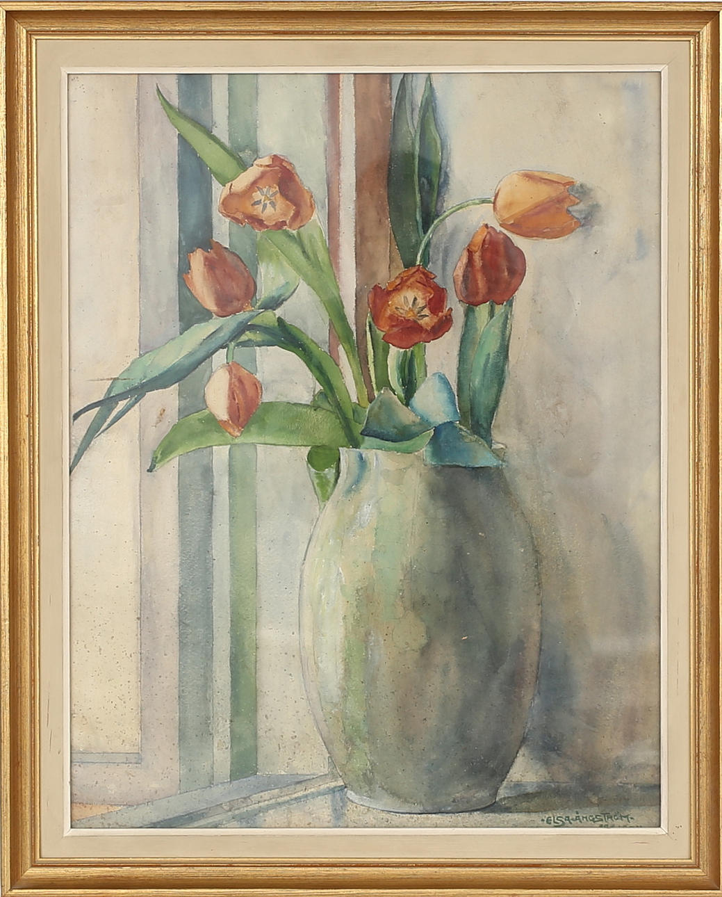 ELSA ÅNGSTRÖM. Akvarell, signerad.