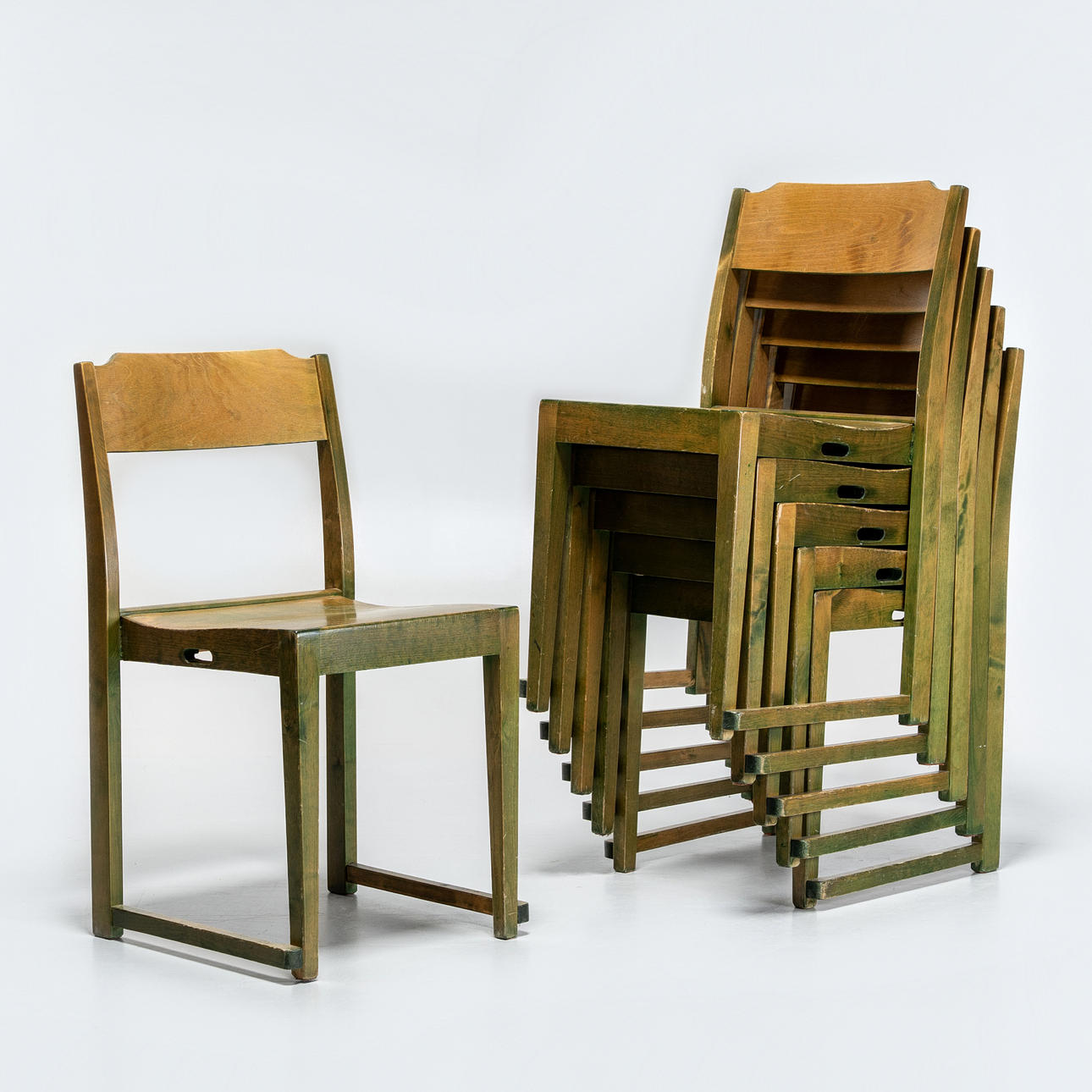 SVEN  MARKELIUS. Stackable 20th century “Orchestra chair” chairs (6 pieces).