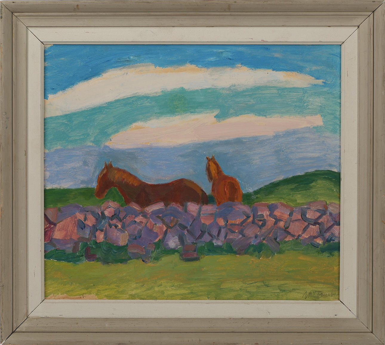 MOLLIE FAUSTMAN. Oil on paper, mounted on panel, signed.