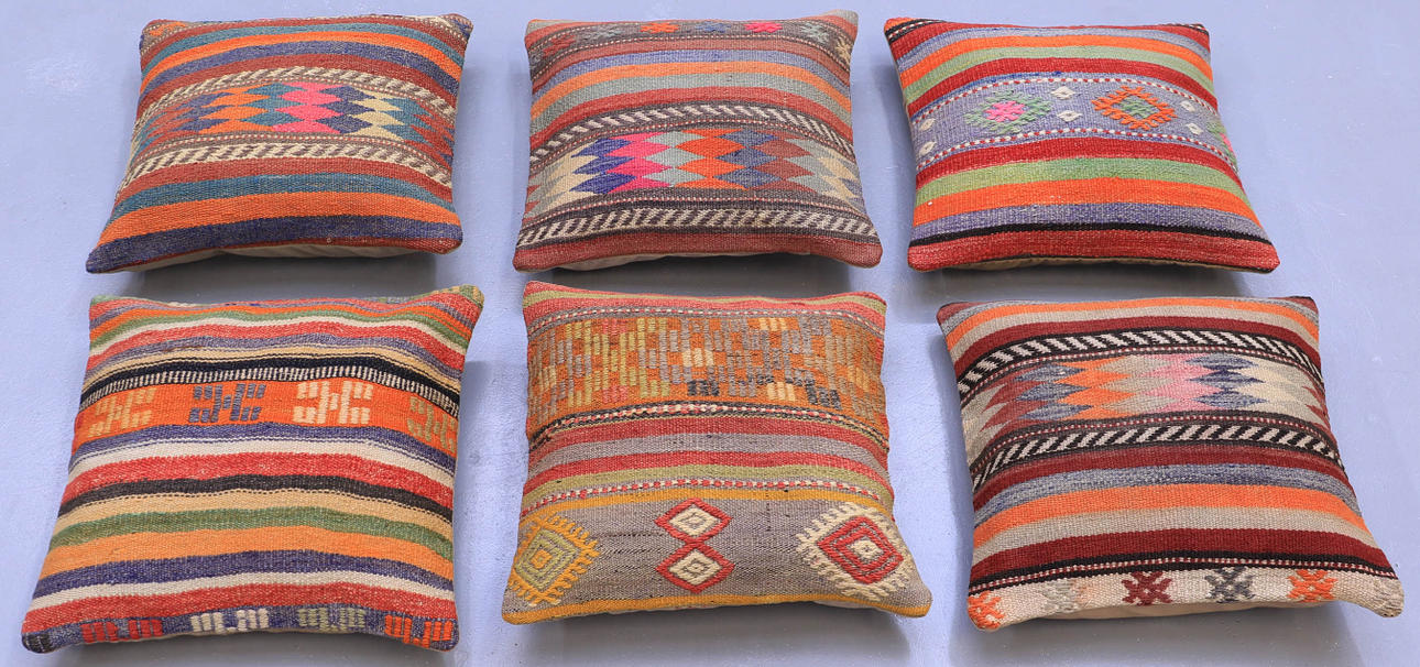 KUDDFODRAL, 6 st, kelim, anatoliska, cirka 45 x 45 cm.