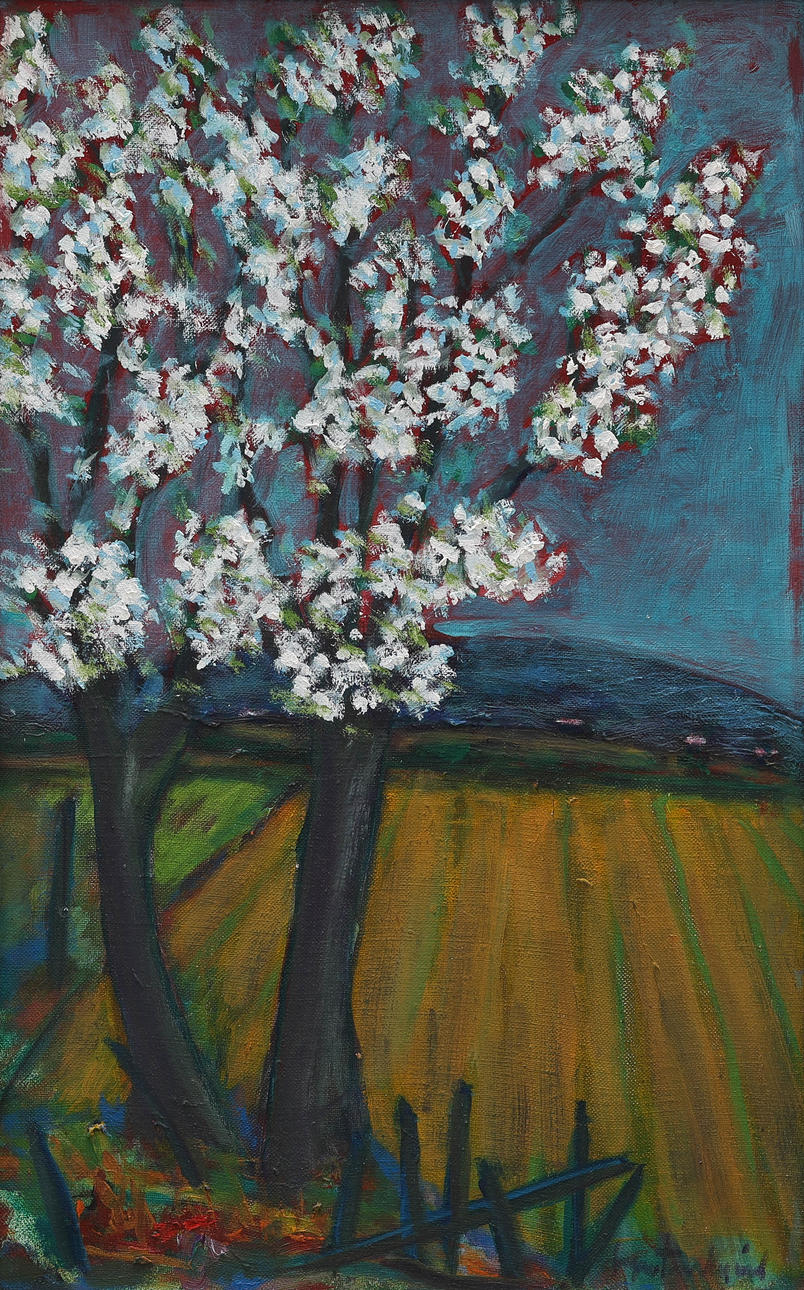 YNGVE FUNKEGÅRD, oil on canvas, “Flowering trees”, signed.