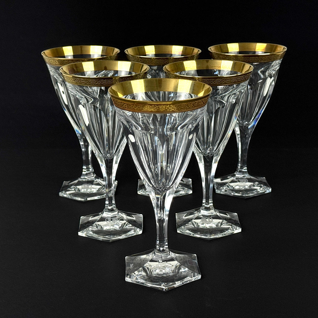 SIX MOSER 'ADELA MELIKOFF' RED WINE GLASSES.