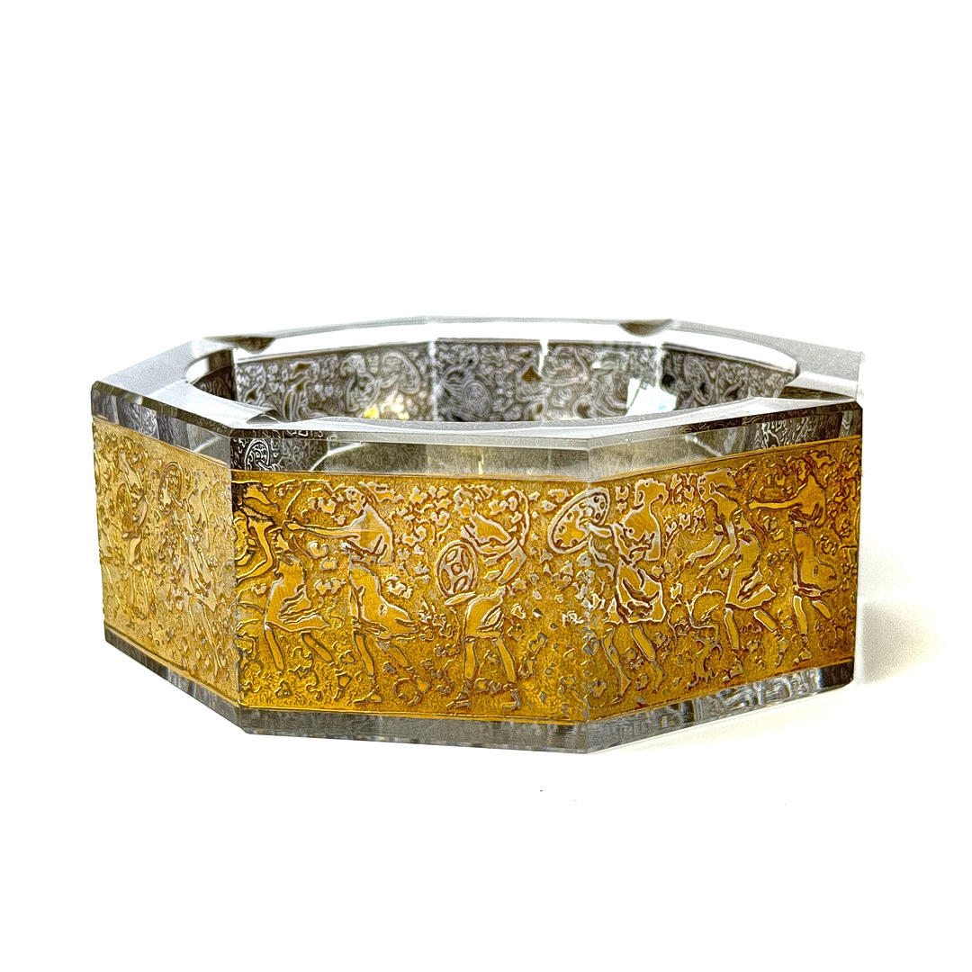 1930'S MOSER FIPOP GILT CRYSTAL ASHTRAY.
