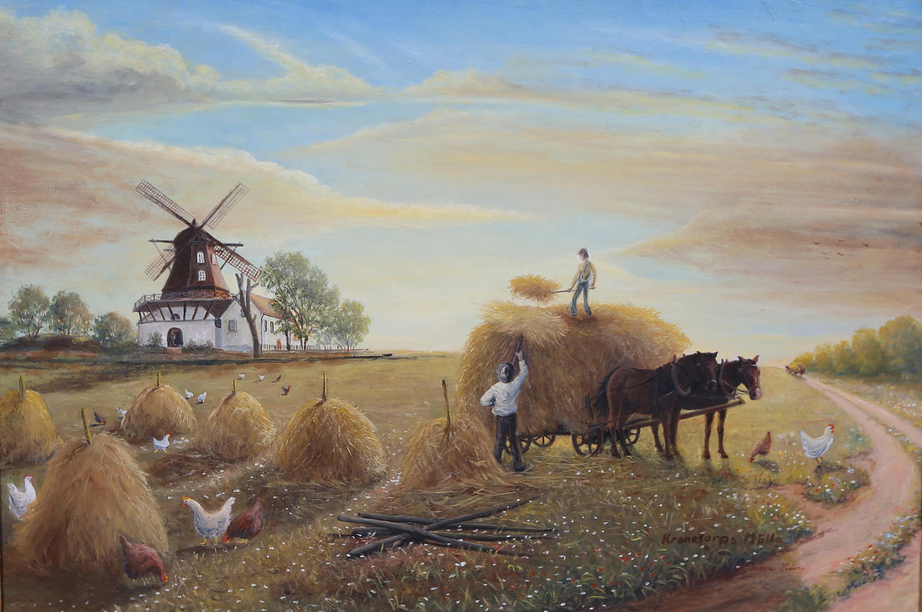 ANDREAS HIDVEGI. Kronetorp mill. Oil on canvas, signed.