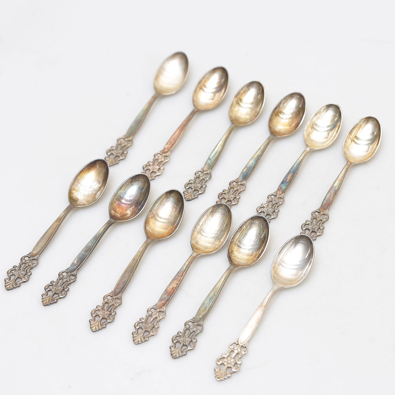 12 KAFFESKEER, SØLV, NORGE.